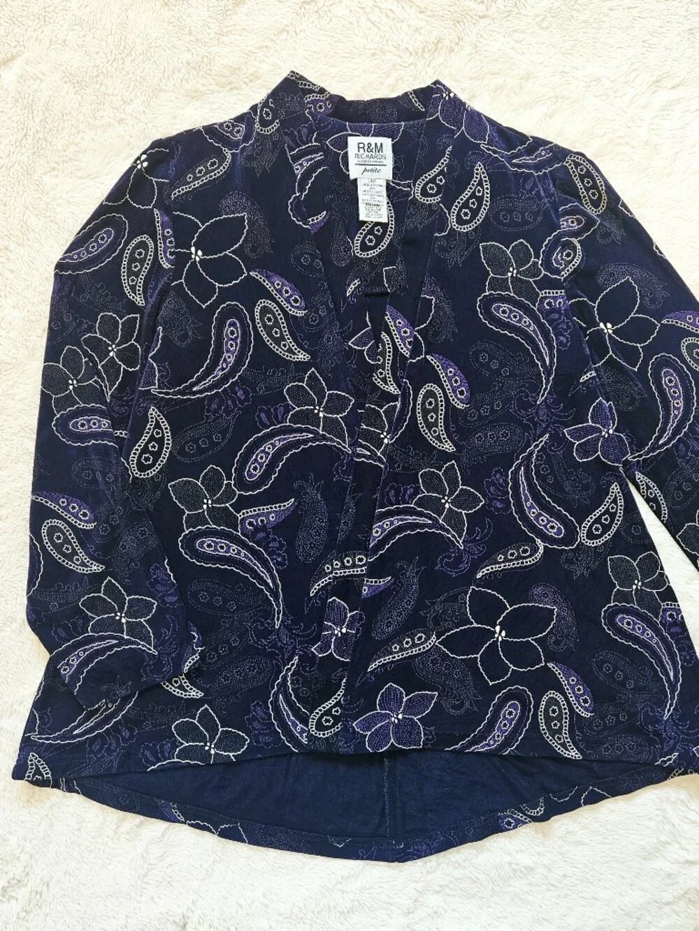 R&M Richards Petite VTG Women's Blouse Cardigan Lightweight Open Jacket Size 14P